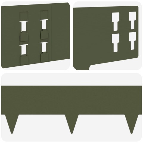VidaXL Krawężnik do trawnika 10 pcs 100 x 15 cm Stal Oliwkowy zielony