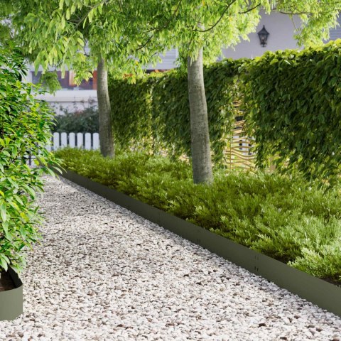 KRAWĘŻNIK DO TRAWNIKA 10 PCS 100X20CM STAL OLIWKOWY ZIELONY