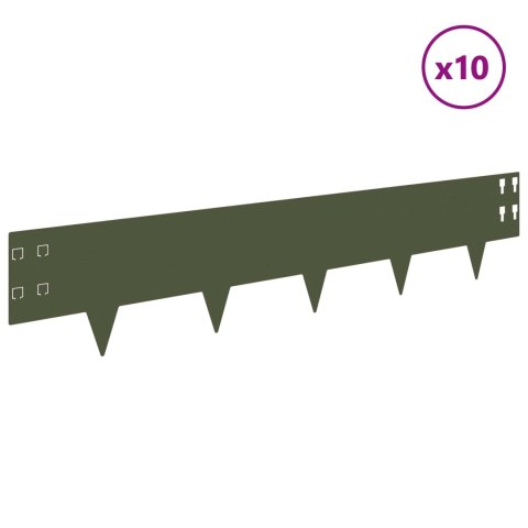 KRAWĘŻNIK DO TRAWNIKA 10 PCS 100X20CM STAL OLIWKOWY ZIELONY