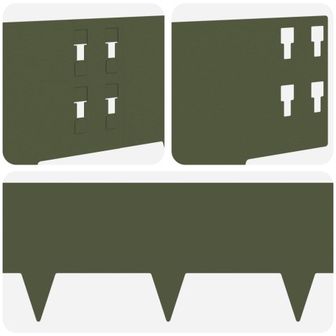 KRAWĘŻNIK DO TRAWNIKA 10 PCS 100X20CM STAL OLIWKOWY ZIELONY