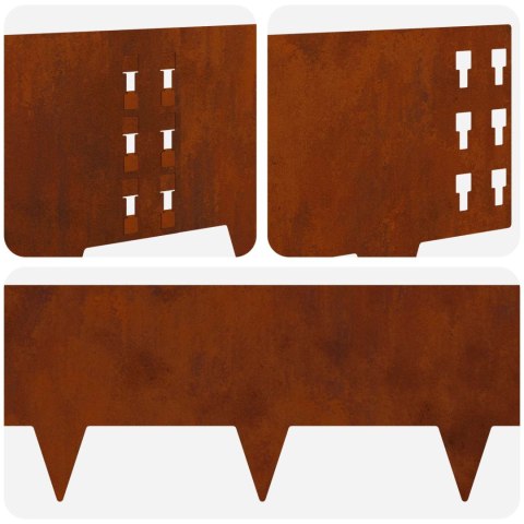 VidaXL Krawężnik do trawnika 10 pcs 100 x 25 cm Stal Rdzawy