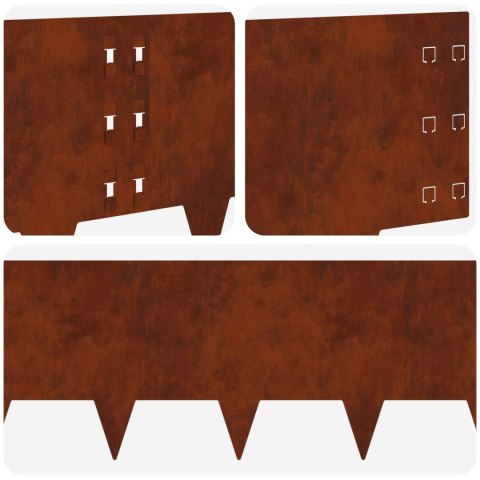 KRAWĘŻNIK DO TRAWNIKA 10 PCS 100X30CM STAL RDZAWY