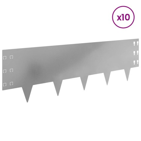 VidaXL Krawężnik do trawnika 10 pcs 100 x 30 cm Stal srebrny