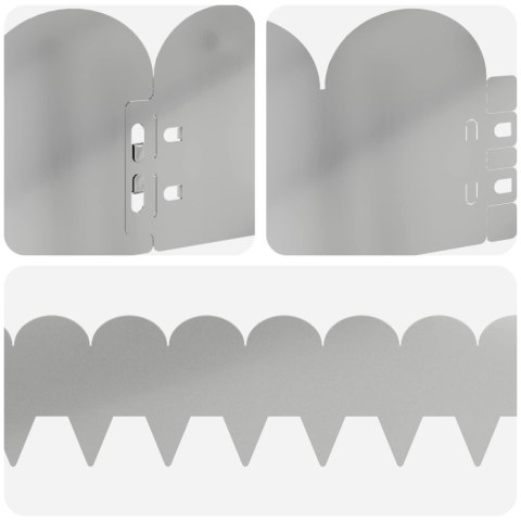 VidaXL Krawężnik do trawnika 10 pcs 103 x 15 cm Stal srebrny