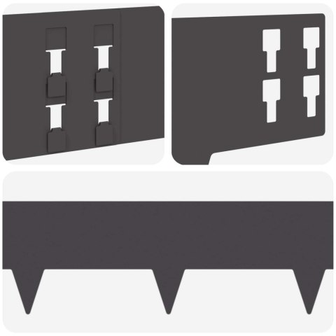 VidaXL Krawężnik do trawnika 30 pcs 100 x 15 cm Stal Czarny