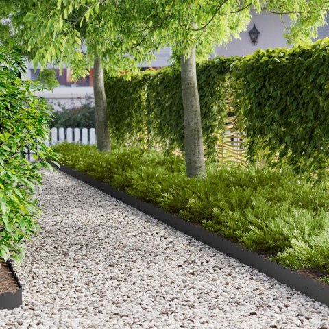 VidaXL Krawężnik do trawnika 50 pcs 103 x 15 cm Stal Czarny