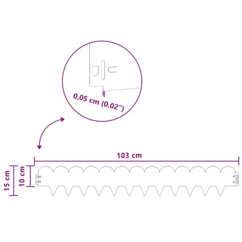 VidaXL Krawężnik do trawnika 50 pcs 103 x 15 cm Stal Czarny