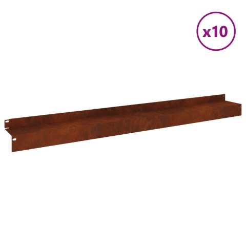 KRAWĘŻNIK DO TRAWNIKA 10 PCS 100X10X8CM STAL RDZAWY