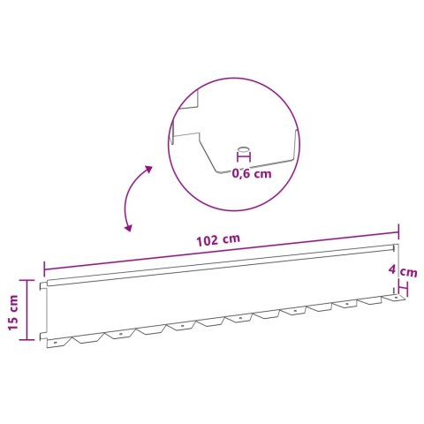 KRAWĘŻNIK DO TRAWNIKA 10 PCS 102X15X4CM STAL RDZAWY