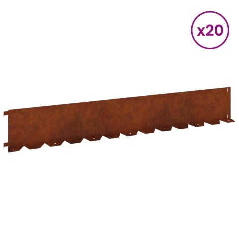 KRAWĘŻNIK DO TRAWNIKA 20 PCS 102X15X4CM STAL RDZAWY