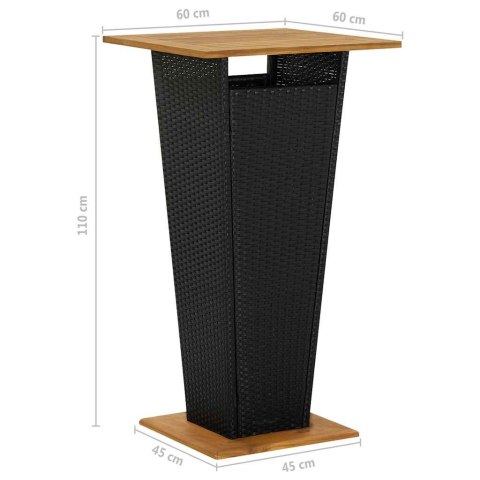 VidaXL 5-cz. zestaw mebli barowych z poduszkami, rattan PE, czarny