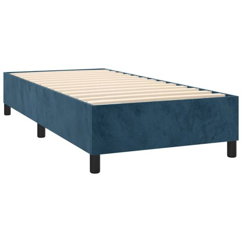 VidaXL Łóżko kontynentalne, materac i LED, niebieski aksamit 80x200 cm