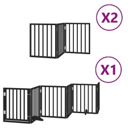 VidaXL Składana bramka dla psa, z drzwiami, 12 paneli, czarna, 600 cm