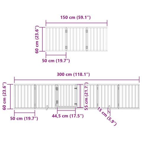 VidaXL Składana bramka dla psa, z drzwiami, 12 paneli, czarna, 600 cm