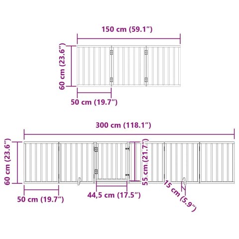 VidaXL Składana bramka dla psa, z drzwiami, 15 paneli, czarna, 750 cm