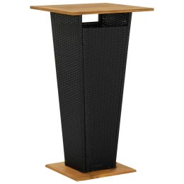 VidaXL Stolik barowy, czarny, 60x60x110 cm, rattan PE i lita akacja