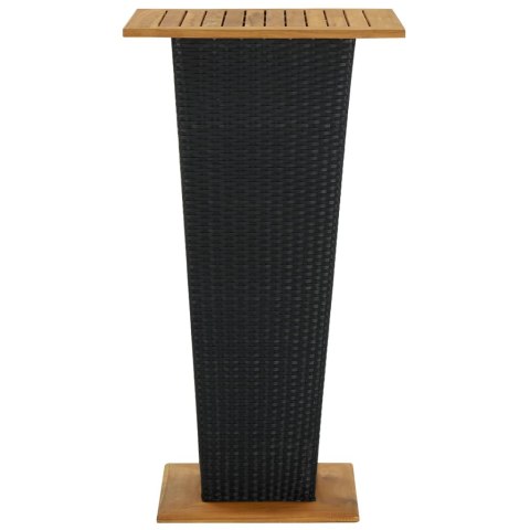 VidaXL Stolik barowy, czarny, 60x60x110 cm, rattan PE i lita akacja