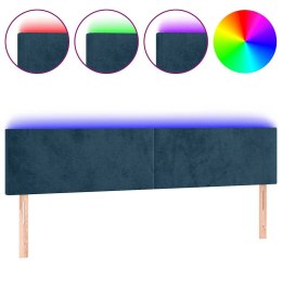 VidaXL Zagłówek do łóżka z LED, ciemnoniebieski 160x5x78/88cm, aksamit