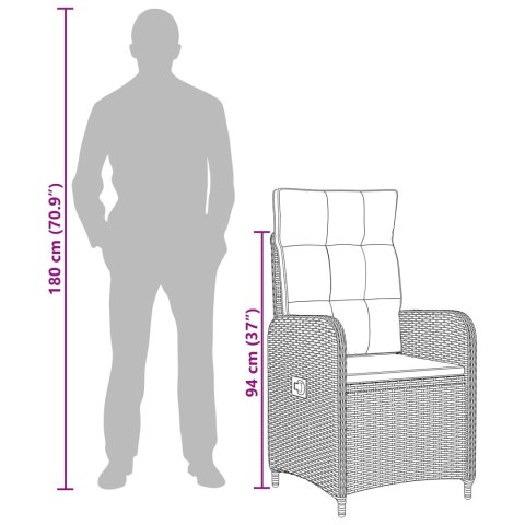VidaXL Zestaw do jedzenia na zewnątrz 3 pcs Czarny polirattan