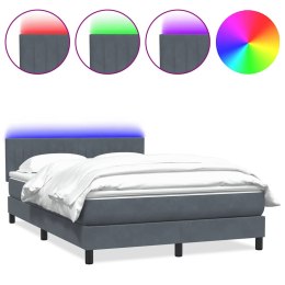 VidaXL Łóżko kontynentalne z materacem i LED, ciemnoszare, 160x210cm aksamit