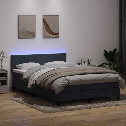 VidaXL Łóżko kontynentalne z materacem i LED, ciemnoszare, 160x210cm aksamit