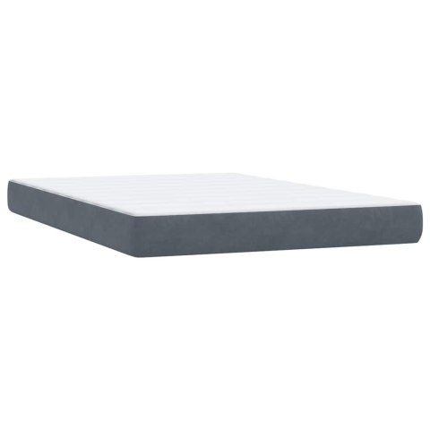 VidaXL Łóżko kontynentalne z materacem i LED, ciemnoszare, 160x210cm aksamit