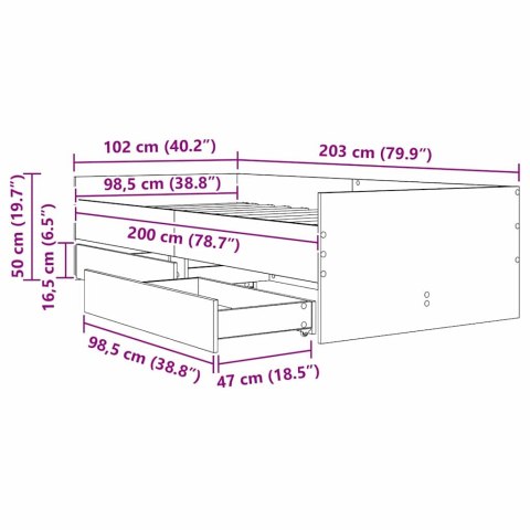 VidaXL Ramka łóżka Czarny Dąb 100 x 200 cm Lite drewno sosnowe