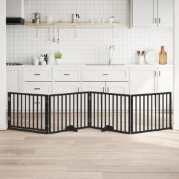 VidaXL Składana bramka dla psa, z drzwiami, 4 panele, czarna, 320 cm