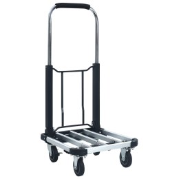 SKŁADANY WÓZEK TRANSPORTOWY 150 KG ALUMINIOWY SREBRNY