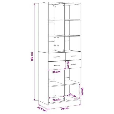 VidaXL Półka na książki stare drewno 30 x 42.4 x 185.2 cm