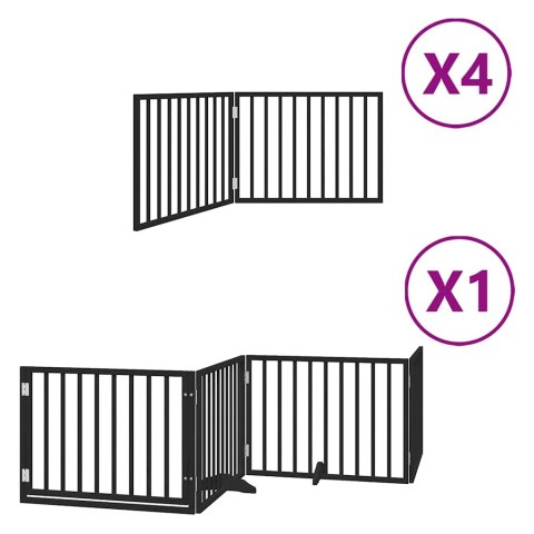 VidaXL Składana bramka dla psa, z drzwiami, 12 paneli, czarna, 960 cm