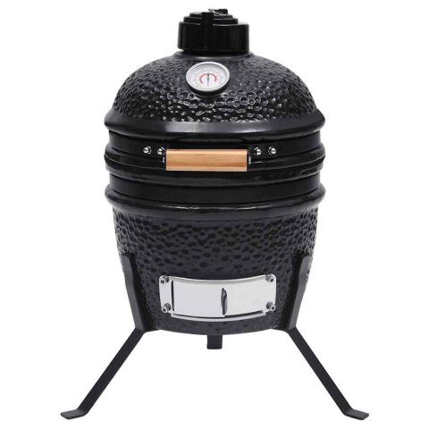 VidaXL Ceramiczny grill kamado z wędzarnią, 2-w-1, 56 cm, czarny