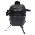VidaXL Ceramiczny grill kamado z wędzarnią, 2-w-1, 56 cm, czarny