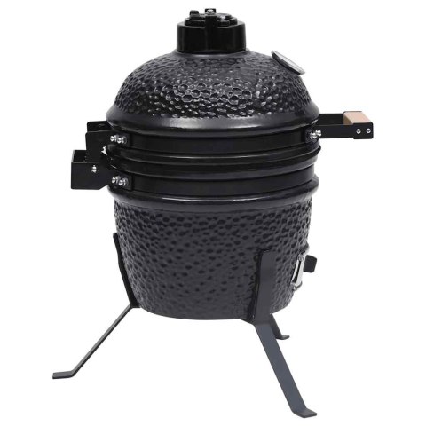 VidaXL Ceramiczny grill kamado z wędzarnią, 2-w-1, 56 cm, czarny
