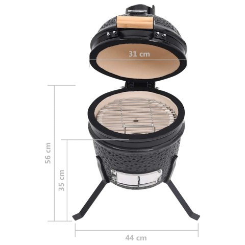 VidaXL Ceramiczny grill kamado z wędzarnią, 2-w-1, 56 cm, czarny