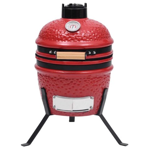 VidaXL Ceramiczny grill kamado z wędzarnią, 2-w-1, 56 cm, czerwony