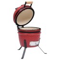 VidaXL Ceramiczny grill kamado z wędzarnią, 2-w-1, 56 cm, czerwony