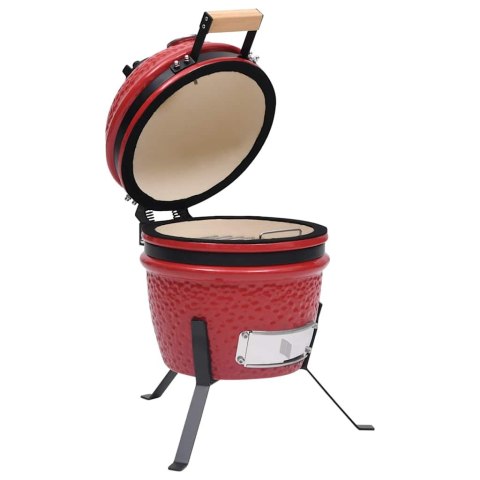 VidaXL Ceramiczny grill kamado z wędzarnią, 2-w-1, 56 cm, czerwony