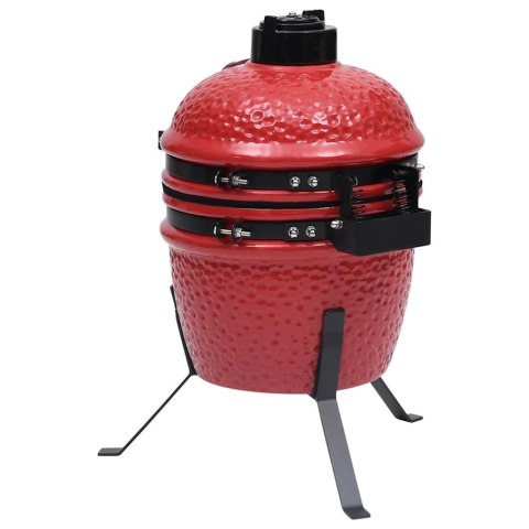 VidaXL Ceramiczny grill kamado z wędzarnią, 2-w-1, 56 cm, czerwony
