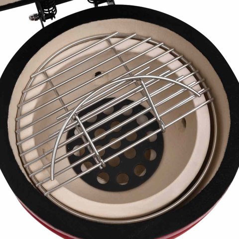 VidaXL Ceramiczny grill kamado z wędzarnią, 2-w-1, 56 cm, czerwony