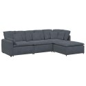 SOFA MODUŁOWA Z PODNÓŻKIEM I PODUSZKAMI AKSAMITNA CIEMNOSZARA