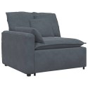SOFA MODUŁOWA Z PODNÓŻKIEM I PODUSZKAMI AKSAMITNA CIEMNOSZARA