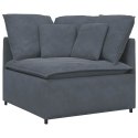SOFA MODUŁOWA Z PODNÓŻKIEM I PODUSZKAMI AKSAMITNA CIEMNOSZARA