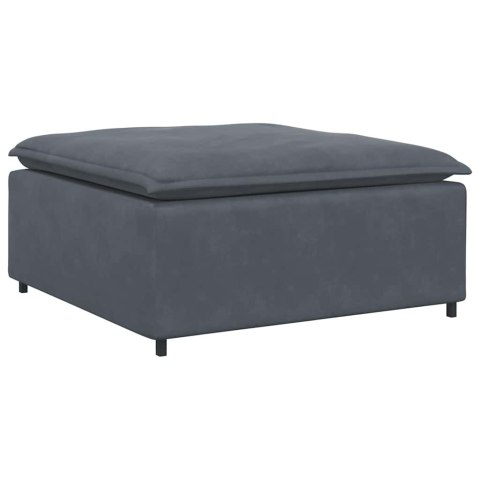 SOFA MODUŁOWA Z PODNÓŻKIEM I PODUSZKAMI AKSAMITNA CIEMNOSZARA