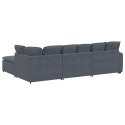SOFA MODUŁOWA Z PODNÓŻKIEM I PODUSZKAMI AKSAMITNA CIEMNOSZARA
