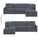 SOFA MODUŁOWA Z PODNÓŻKIEM I PODUSZKAMI AKSAMITNA CIEMNOSZARA