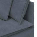 SOFA MODUŁOWA Z PODNÓŻKIEM I PODUSZKAMI AKSAMITNA CIEMNOSZARA
