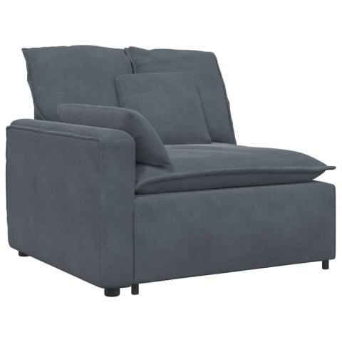 SOFA MODUŁOWA Z PODNÓŻKIEM I PODUSZKAMI CIEMNOSZARA