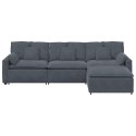 SOFA MODUŁOWA Z PODNÓŻKIEM I PODUSZKAMI CIEMNOSZARA