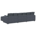 SOFA MODUŁOWA Z PODNÓŻKIEM I PODUSZKAMI CIEMNOSZARA
